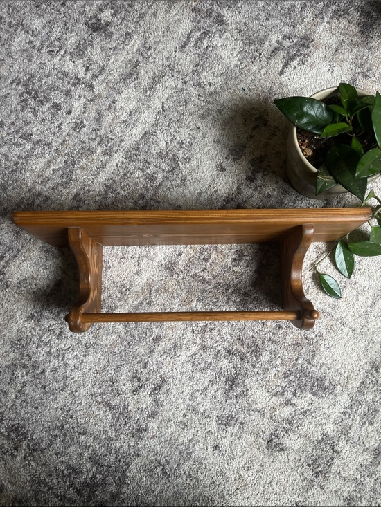 Vintage wooden shelf & towel holders Other - Vintage Wood Shelf paper towel holder Warm Brown